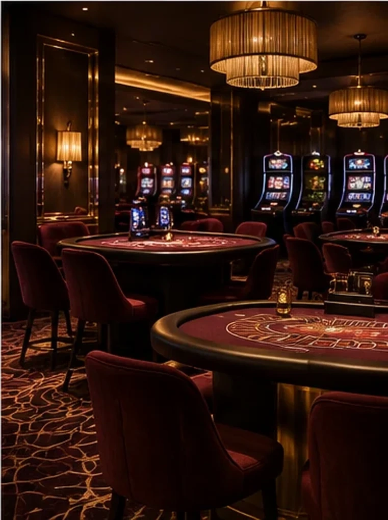 Casino Lounge sötét, arany világítású belső tere